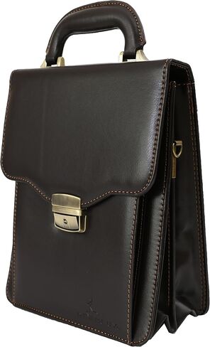 DEERLUX Leather Messenger Tablet Bag Briefcase, One Size, Small Brown in Saudi Arabia