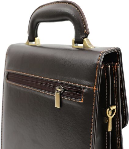 DEERLUX Leather Messenger Tablet Bag Briefcase, One Size, Small Brown in Saudi Arabia