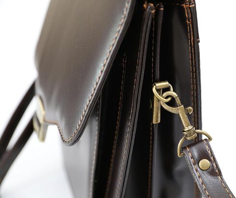 DEERLUX Leather Messenger Tablet Bag Briefcase, One Size, Small Brown in Saudi Arabia