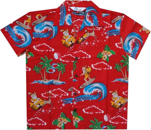 قمصان هاواي للأولاد للكريسماس سانتا بيتش ألوها للحفلات وأكمام قصيرة للعطلات in Kuwait