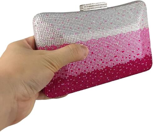 Boutique De FGG Women's Gradient Color Crystal Evening Bags, Rhinestone Clutch for Party Dinner, Fancy Evening Handbags in Saudi Arabia