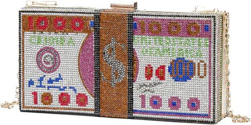 LETODE نساء دولارات المال مخلب مساء حقيبة حجر الراين حقائب ماسك من الكريستال محفظة بلينغ حفل زفاف كوكتيل in Kuwait