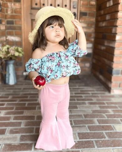Bailey's Blossoms Lina Pleated Velour Bell Bottom Pants Infant/Toddler in Kuwait