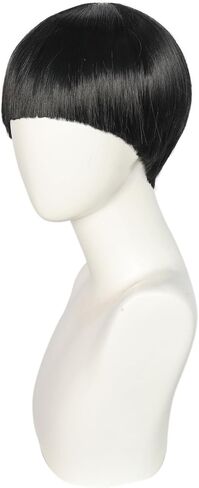 Anogol Hair Cap + Short Black Bowl Cut Wig Mushroom Wigs with Bangs for Men Boys Women Funny Wigs for Movie Halloween Cosplay Costume Party in Saudi Arabia