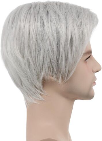 karlery Mens Short Straight Dark Root White Wig Two Tone Halloween Costume Cosplay Wig in Saudi Arabia