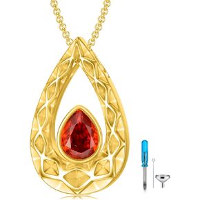 SOULMEET Crushed Ice Cut Simulated Heart Diamond Teardrop Necklace for Ashes, Custom Gold/Silver Teardrop-Shape Birthstone Urn Locket Keepsake Cremation Jewelry for Pet Human Ashes in Kuwait