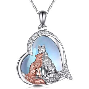 YAFEINI Fox Necklace for Women Girls Sterling Silver Kitsune Fox Love Heart Pendant Necklace Jewelry Gifts in Saudi Arabia
