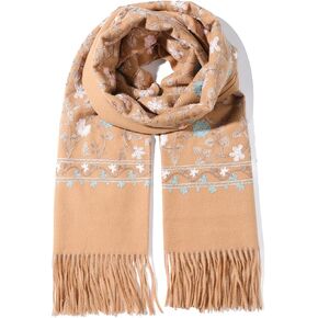 Letusto LUU MANLIC Women's Shawl Wrap Embroidered Tassel Scarf, Premium Quality, Oversize(73x27), Soft, Durability, Warm