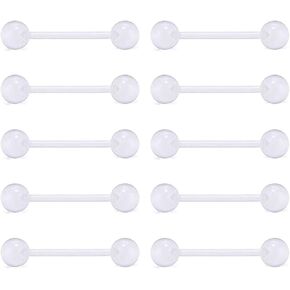 فيكتاس حلقات لسان من الاكريليك المرن من بيوفليكس 14 جي، 5 ازواج 1/2 انش - 9/16 انش - 5/8 انش - 11/16 انش, معدن in Kuwait