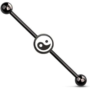 Pierced Owl - 14GA Ying Yang Balance of Life 316L Surgical Stainless Steel Industrial Cartilage Barbell