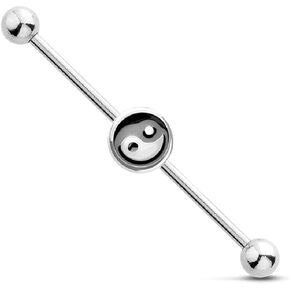 Pierced Owl - 14GA Ying Yang Balance of Life 316L Surgical Stainless Steel Industrial Cartilage Barbell in Saudi Arabia
