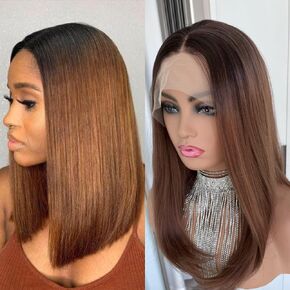Aisom Straight 18“ Lace Wig Mixed Brown and Blonde Color Ombre Lace Front Wigs for Women Synthetic Wig (Ombre Brown and Blonde) in Saudi Arabia