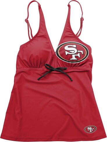 FOCO Women's NFL Team Logo Ladies Bathing Swim Wear Suit, Summertime Solid-Tankini Top, Medium in Saudi Arabia