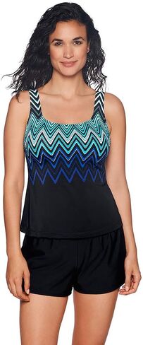 Reebok Women's Swimwear Sport Fashion Cosmic Wave Scoop Neck Tankini Bathing Suit Top in Saudi Arabia
