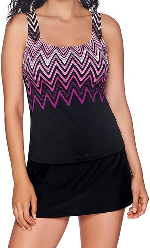 Reebok Women's Swimwear Sport Fashion Cosmic Wave Scoop Neck Tankini Bathing Suit Top in Saudi Arabia