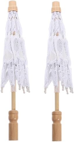10 قطع من Alasum مظلة دعامة من الدانتيل مزركشة بديكور عتيق من Macrame ديكور العروس مظلة شمسية للنساء من الدانتيل المظلة البيضاء لحفلات الزفاف مع مظلة من القطن لديكور الزفاف in Kuwait