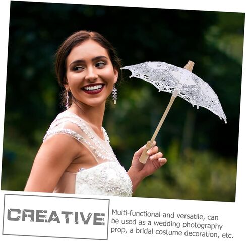 10 قطع من Alasum مظلة دعامة من الدانتيل مزركشة بديكور عتيق من Macrame ديكور العروس مظلة شمسية للنساء من الدانتيل المظلة البيضاء لحفلات الزفاف مع مظلة من القطن لديكور الزفاف in Kuwait