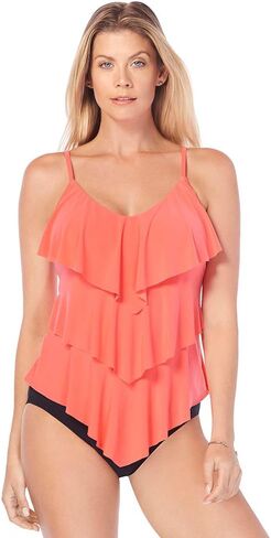 MagicSuit Women's Swimwear DD-Cup Rita Ruffle Soft Cup Tankini Top with Adjustable Straps in Saudi Arabia