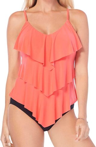 MagicSuit Women's Swimwear DD-Cup Rita Ruffle Soft Cup Tankini Top with Adjustable Straps in Saudi Arabia
