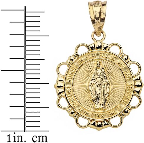 Religious Jewelry by FDJ 10k Yellow Gold Miraculous Medal Of Blessed Virgin Mary Round Pendant in Saudi Arabia