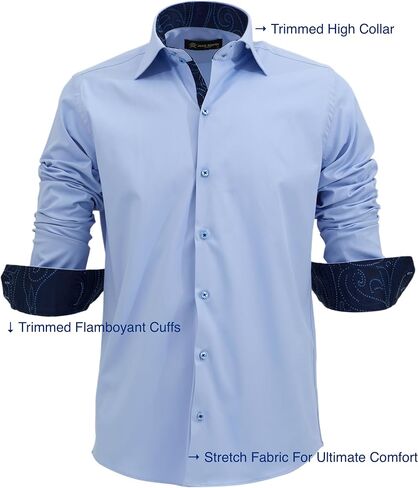 Men's High Collar Dress & Casual Shirt | Long Sleeve | Button Down Stylish Party Shirts in Saudi Arabia