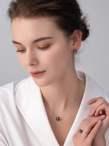 NONNYL Gifts for Wife Anniversary 18K Gold Pearl Stud Earrings for Women- Genuine Handpicked Nature Tahitian Black Pearls Earring- Birthday Christmas Mothers Day Valentine's Day Jewelry Gifts in Saudi Arabia