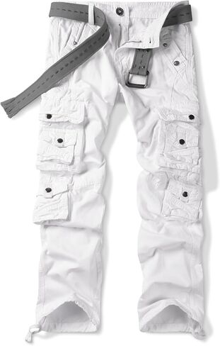 OCHENTA Men's Cotton Casual Cargo Work Pants Baggy Travel Hiking with Multi Pockets White Tag 32 in Saudi Arabia