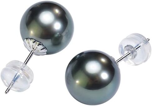 NONNYL Gifts for Wife Anniversary 18K Gold Pearl Stud Earrings for Women- Genuine Handpicked Nature Tahitian Black Pearls Earring- Birthday Christmas Mothers Day Valentine's Day Jewelry Gifts in Saudi Arabia