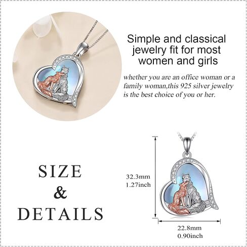 YAFEINI Fox Necklace for Women Girls Sterling Silver Kitsune Fox Love Heart Pendant Necklace Jewelry Gifts in Saudi Arabia