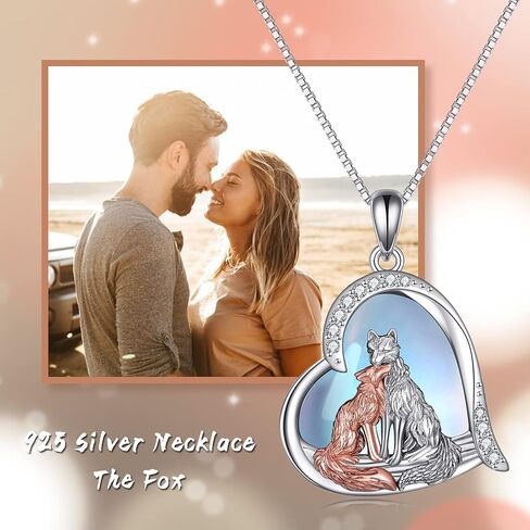 YAFEINI Fox Necklace for Women Girls Sterling Silver Kitsune Fox Love Heart Pendant Necklace Jewelry Gifts in Saudi Arabia