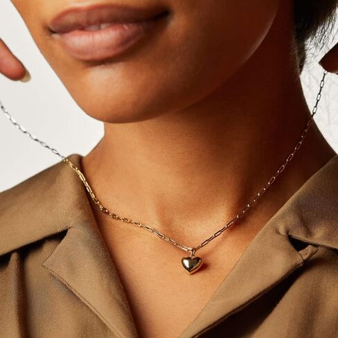 قلادات قلب ذهبي للنساء والفتيات المراهقات، قلادة ذهبية أنيقة 14 قيراط مطلية بالذهب قلادات على شكل قلب للنساء هدايا مجوهرات عصرية in Kuwait
