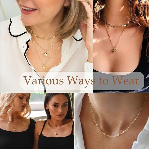 قلادات قلب ذهبي للنساء والفتيات المراهقات، قلادة ذهبية أنيقة 14 قيراط مطلية بالذهب قلادات على شكل قلب للنساء هدايا مجوهرات عصرية in Kuwait