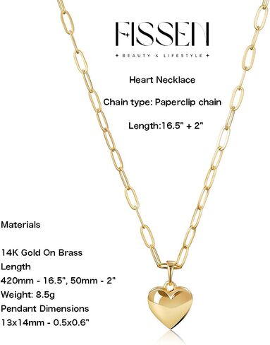 قلادات قلب ذهبي للنساء والفتيات المراهقات، قلادة ذهبية أنيقة 14 قيراط مطلية بالذهب قلادات على شكل قلب للنساء هدايا مجوهرات عصرية in Kuwait
