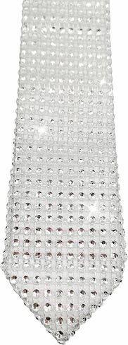 Ties for Men Michael Costume Crystal Rhinestone Skinny Necktie 49cm/19'' Silver in Saudi Arabia