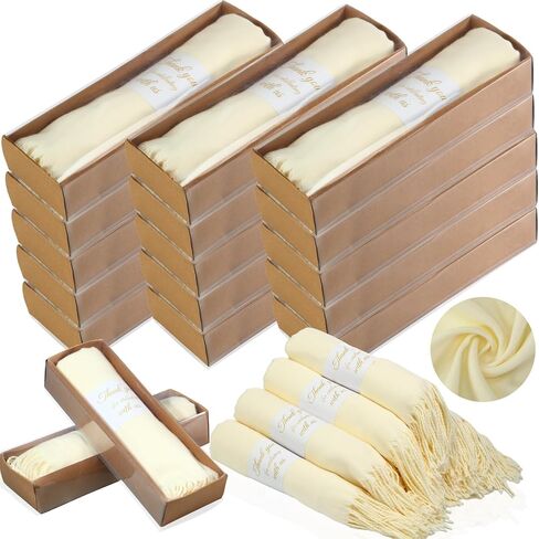 18 Pack Scarf Pashmina Shawls and Wraps for Wedding Bridesmaid Party Favors Gifts Guests Bulk with Thank You Box in Saudi Arabia
