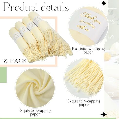 18 Pack Scarf Pashmina Shawls and Wraps for Wedding Bridesmaid Party Favors Gifts Guests Bulk with Thank You Box in Saudi Arabia