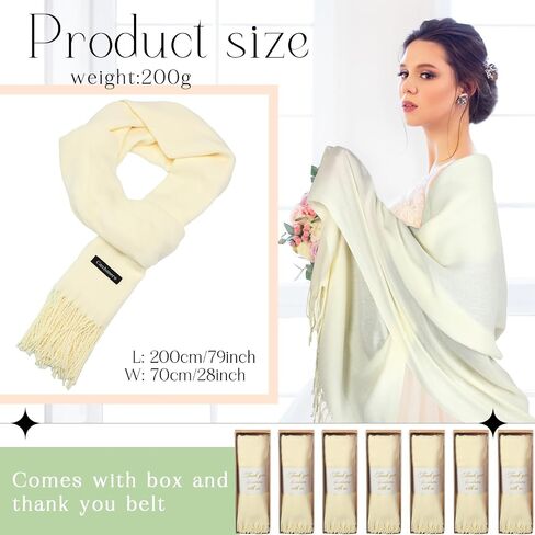 18 Pack Scarf Pashmina Shawls and Wraps for Wedding Bridesmaid Party Favors Gifts Guests Bulk with Thank You Box in Saudi Arabia