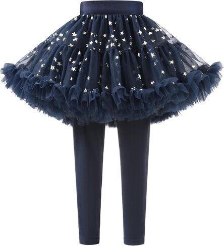 Coralup Girls Leggings with Tutu Skirt Footless Pants Tulle Ruffle Twinkle Star Skirt Leggings 1-10 Years in Saudi Arabia