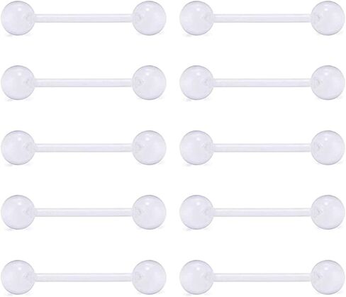 فيكتاس حلقات لسان من الاكريليك المرن من بيوفليكس 14 جي، 5 ازواج 1/2 انش - 9/16 انش - 5/8 انش - 11/16 انش, معدن in Kuwait
