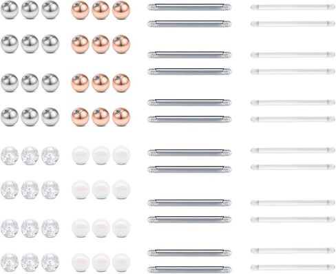 FECTAS 14 جرام حلقات الحلمة استبدال الكرات حلقات اللسان 5 مم كرة علوية من الفولاذ المقاوم للصدأ البلاستيك كماشة الحدائد مجموعة ثقب المجوهرات 16 مم الحديد in Kuwait