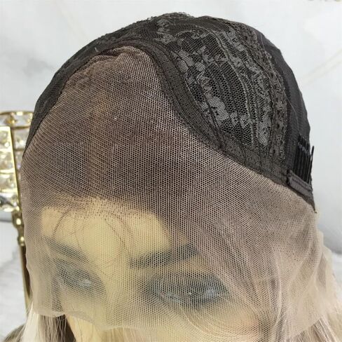 Aisom Straight 18“ Lace Wig Mixed Brown and Blonde Color Ombre Lace Front Wigs for Women Synthetic Wig (Ombre Brown and Blonde) in Saudi Arabia