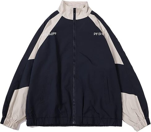 Sumleno Y2k Jacket for Women Zip Up Bomber Jacket Y2k Clothing Racing Varsity Jacket Oversized Color Block Jacket Unisex in Saudi Arabia