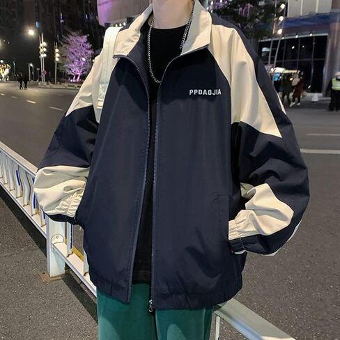 Sumleno Y2k Jacket for Women Zip Up Bomber Jacket Y2k Clothing Racing Varsity Jacket Oversized Color Block Jacket Unisex in Saudi Arabia