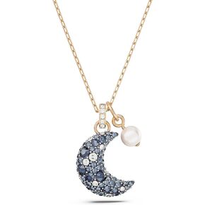 Swarovski Luna Pendant Necklace, Crescent Moon Motif with Dark Pavé Stones in Rose Gold-Tone Finish, Part of the Luna Collection in Saudi Arabia