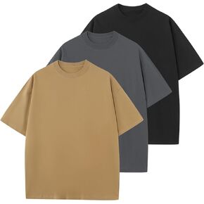 KEEPSHOWING Men's Cotton T-Shirts Oversized Unisex Short Sleeve Crew Neck Loose Basic Tops Solid Athletic Lightweight