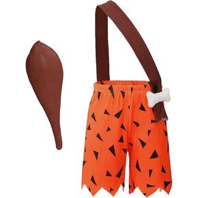 OMFIONES Toddler Kids Caveman Flintstones Costume Historical Stone Age Themed Birthday Outfit Halloween Dress Up Photo Shoot in Kuwait
