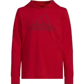 adidas Boys' Long Sleeve Cotton Logo Hooded T-Shirt