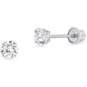 أقراط من الفضة الإسترليني عيار 925 مطلية بالروديوم مقاس 3 مم مكعبة الزركونيوم للأطفال البنات الصغار in Kuwait