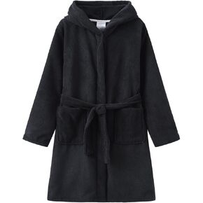 Fraprasty Boys Girls Cotton Robe Lightweight Toddler Hooded Soft Unisex Bathrobe for Kids 6-16 Years