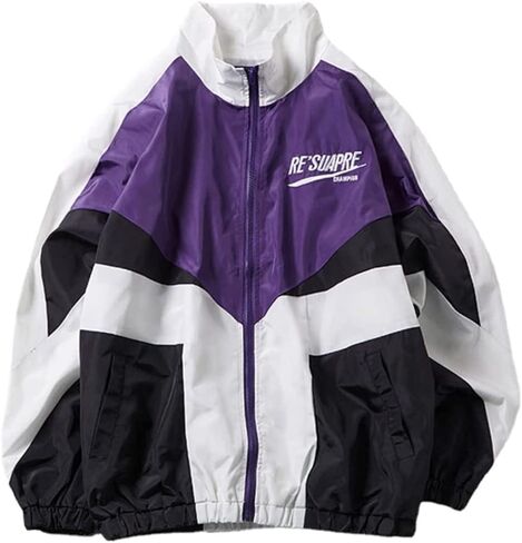 Sumleno Y2k Jacket for Women Zip Up Bomber Jacket Y2k Clothing Racing Varsity Jacket Oversized Color Block Jacket Unisex in Saudi Arabia